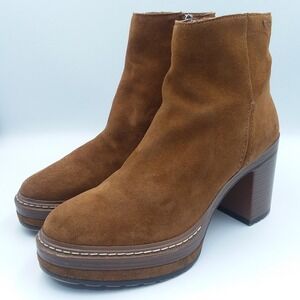 Steve Madden Shaniya Suede Brown Ankle Boots Platform Block Heel  Women's 8.5